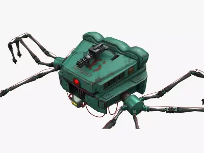 Robotic Character SPIDER without RIG Low-poly 3D model