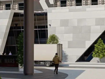 City Street Scene  with Rigged Cars and Characters 3D model