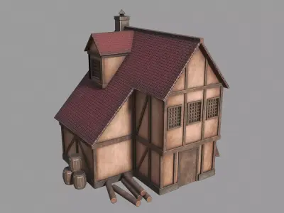 Medieval inn Low-poly 3D model get