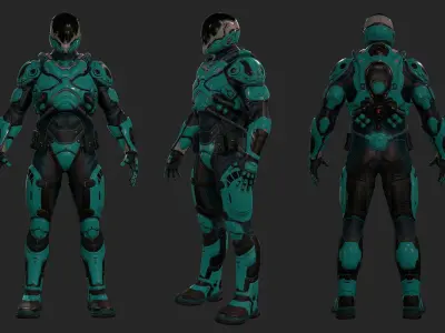 Futuristic Soldier Low-poly 3D model