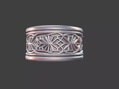 Geometric Pattern Band Ring Silver Jewelry 3D Model 3D print model