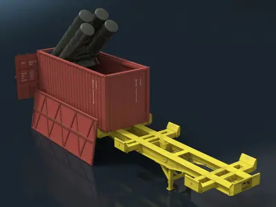  Missile Launch Container on Trailer Rigged for Maya 