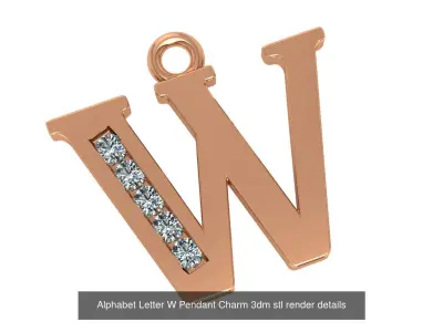 Alphabet Letter A to Z - 26 Pendant Charms 3dm stl render detail 3D Model Pack
