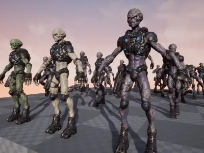 Alien v2 - Animated and Game Ready Low-poly 3D model