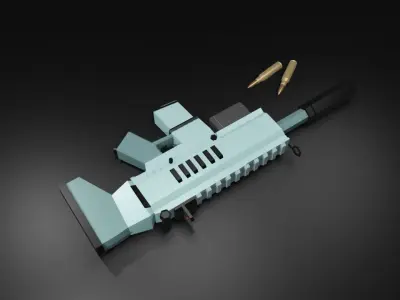 Low poly gun Scar l Low-poly 3D model