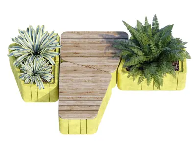 Uniun wooden planter boxes 3D model