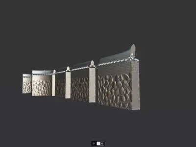Korean Traditional Hanok Wall 02 Low-poly 3D model