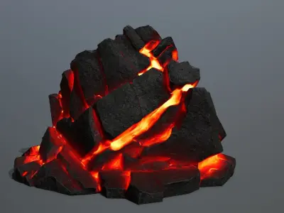 Volcanic Mountain Low-poly 3D model