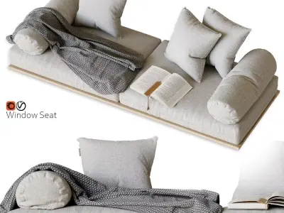Window seat and pillows 3D model purchase