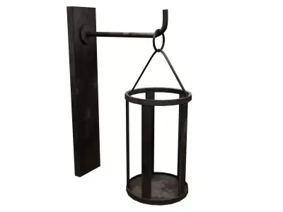 Medieval Torch Low-poly 3D model 10
