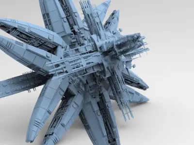Cyberpunk Mega City Docks Array dish base 3D model