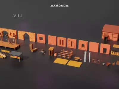 Medieval Game Pieces Low-poly 3D model