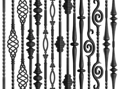 Wrought Iron Bundle No01 Railing 3D model