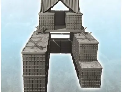 Fortified shooting range with hesco and barbed wire 7 3D print model