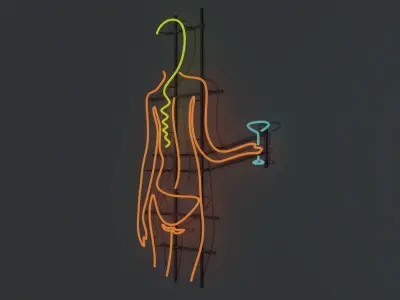 Bikini Martini Neon Sign 3D model