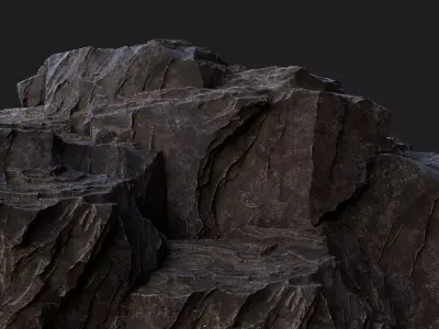 Rock Cliff Assembly Asset for Concept Art 3D model