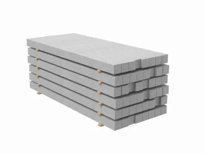 Concrete Slabs On Wood Planks 3D model