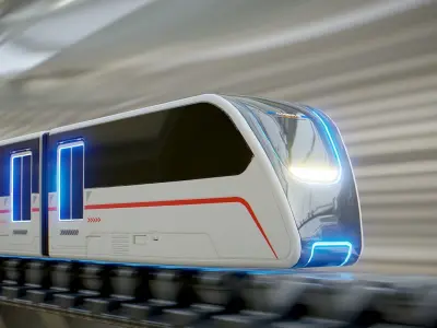 Sci Fi Train Station Low-poly 3D model