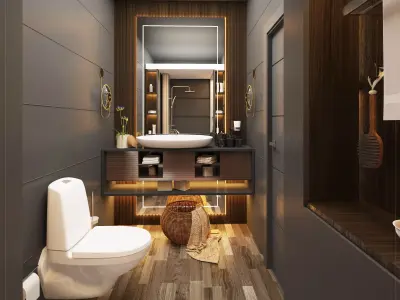 Bathroom modern with wooden flooring 3D model