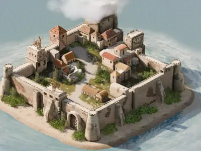 Medieval  Fortress Environment  Modular Game Ready 3D Asset Low-poly 3D model