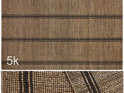 Carpet set 3225 - Hand-Woven Natural - Black Rug - 5K 3D model