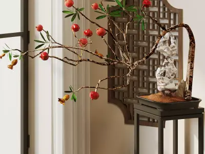 Floral arrangement in vase 3D model