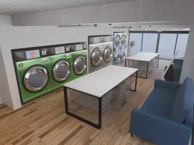 Coin-operated laundromat 3D model