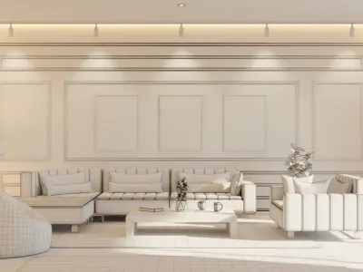 Living Room - 01 Low-poly 3D model