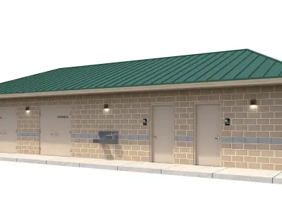 Public Building-005 Restroom with Interior 3D model