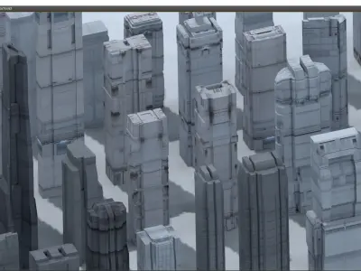 futuristic architecture set - 13 3D model