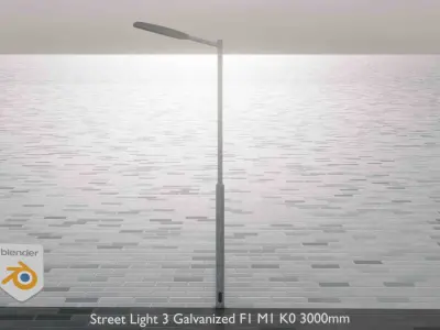Street Light 3 Galvanized F1 M1 K0 3000mm Low-poly 3D model