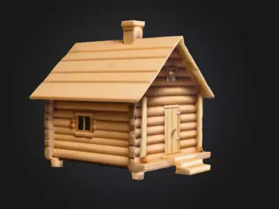 Cozy Log Cabin Low-poly 3D model