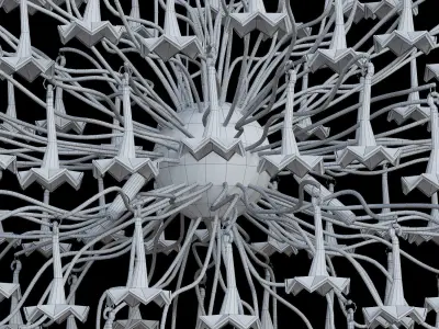 ROMINA chandelier made of glass and gold 3D model