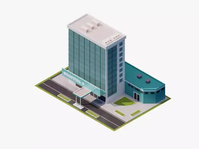 Hospital Building Low-poly 3D model