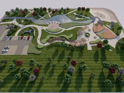 public park-Private Park Landscape 3D model