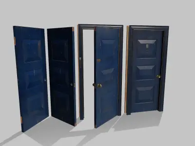 Door blue 07 Low-poly 3D model
