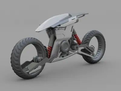 sci-fi motorbike rigged vehicle 3D model