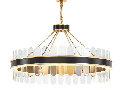 browser chandelier with glass and gold trim 3D model
