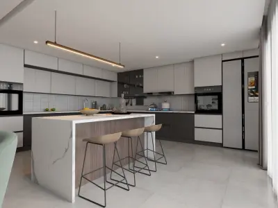 kitchen interior Scene for Sketchup Vray Render 3D model 3D model