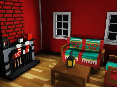 Voxel Christmas Pack Low-poly 3D model