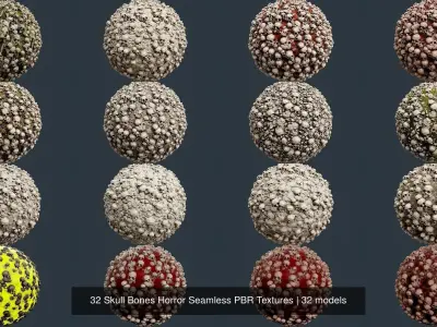32 Skull Bones Horror Seamless PBR Textures Texture