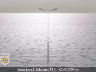 Street Light 5 Galvanized F2 M1 K0 A2 4500mm Low-poly 3D model