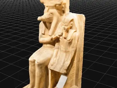 Real Scan Statue of Amenhotep iii with god Sobek 3D model