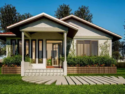 Bungalow Interior And Exterior 3D model
