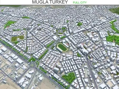 Mugla Turkey 10km Low-poly 3D model