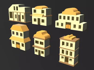 Cartoon Building Collection Low-poly 3D model