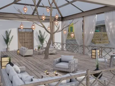 Beach Terrace Blender Scene - DAY 3D model