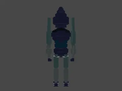VoxelBot 1 female character Low-poly 3D model