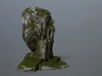 horus rock with grass on top Low-poly 3D model