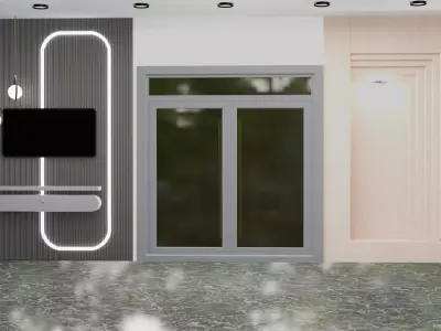 Modern Small Gallery Hall Interior 3D Model Low-poly 3D model